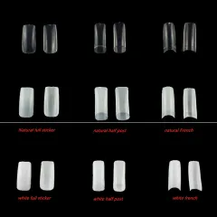 Natural Color Full Paste Half Post 500 Boxed French Nails - Natural French - View 1