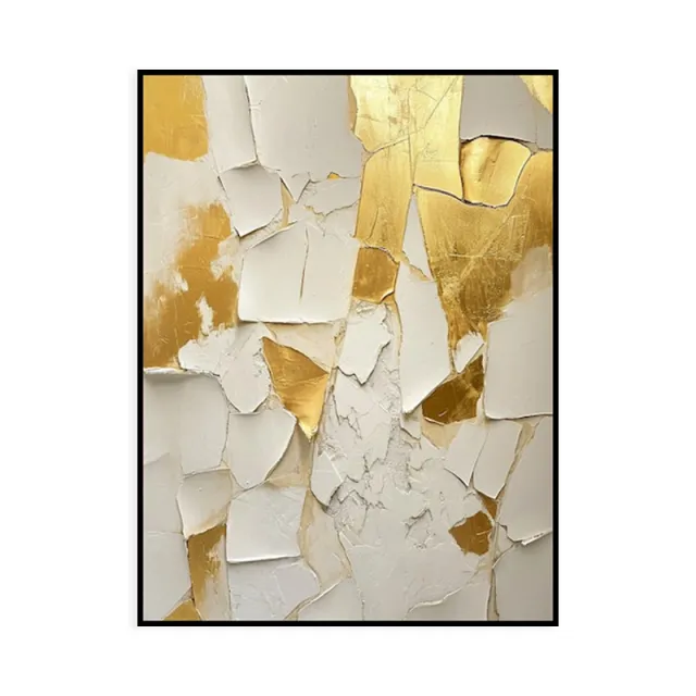 Golden And White Texture Painting Handmade Oil Painting Abstract On Canvas Medieval Minimalist Wall Art For Living Room Home Decor Without Inner ... Without Inner Frame - Shop at LoveMi