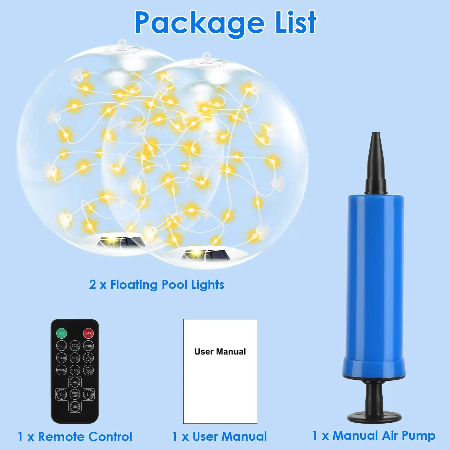 2Pcs Floating Pool Lights 14in Solar Powered Pool Balls IP68 Waterproof Inflatable Pool Decoration Lights With Remote Control 3 Light Modes Timer Adjustable Bri