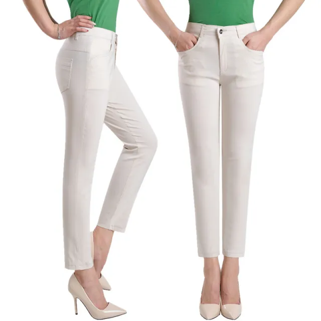 High waist Elastic Middle aged And Elderly Loose Women's Trousers Beige - Shop at LoveMi