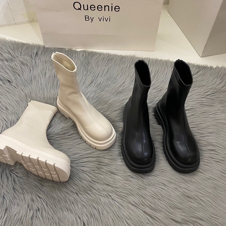 Women Soft Sole Thick Heel Zip Chimney Boots