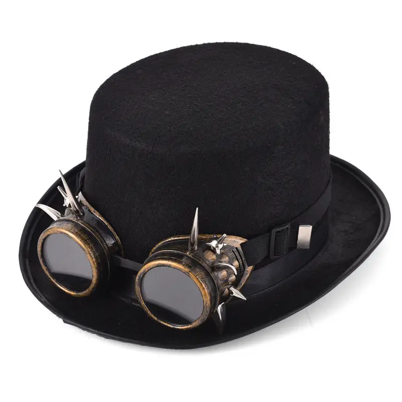 Steampunk Rivet Glasses Top Hat Goth Punk