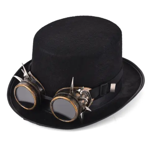 Steampunk Rivet Glasses Top Hat Goth Punk Magic Hat