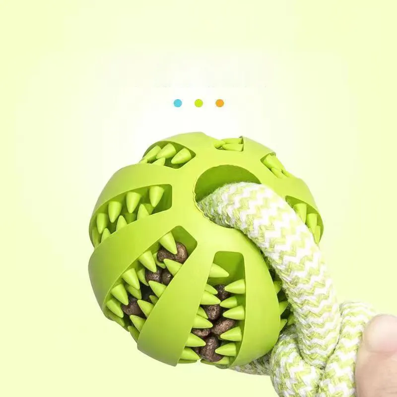 Dog Toys Treat Balls Interactive Hemp Rope Rubber Leaking Balls For Small Dogs Chewing Bite Resistant Toys Pet Tooth Cleaning Bite Resistant Toy Ball For Pet Dogs Puppy – image 3