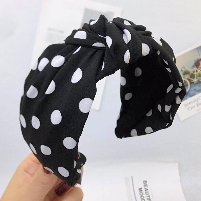 Simple Fabric Wave Point Wide Brim Hairpin Hoop Knotted Headband Headdress