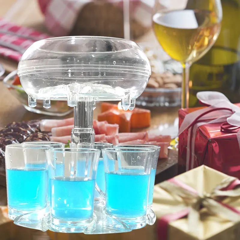 6-Shot Glass Dispenser Holder Wine Whisky Beer Rack Bar
