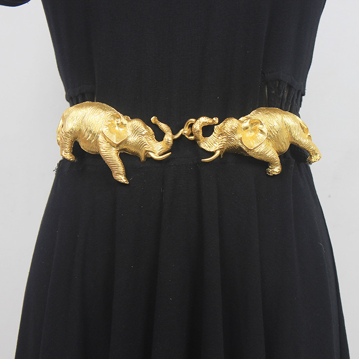 Antique Delicately Engraved Elephant Leather Belt