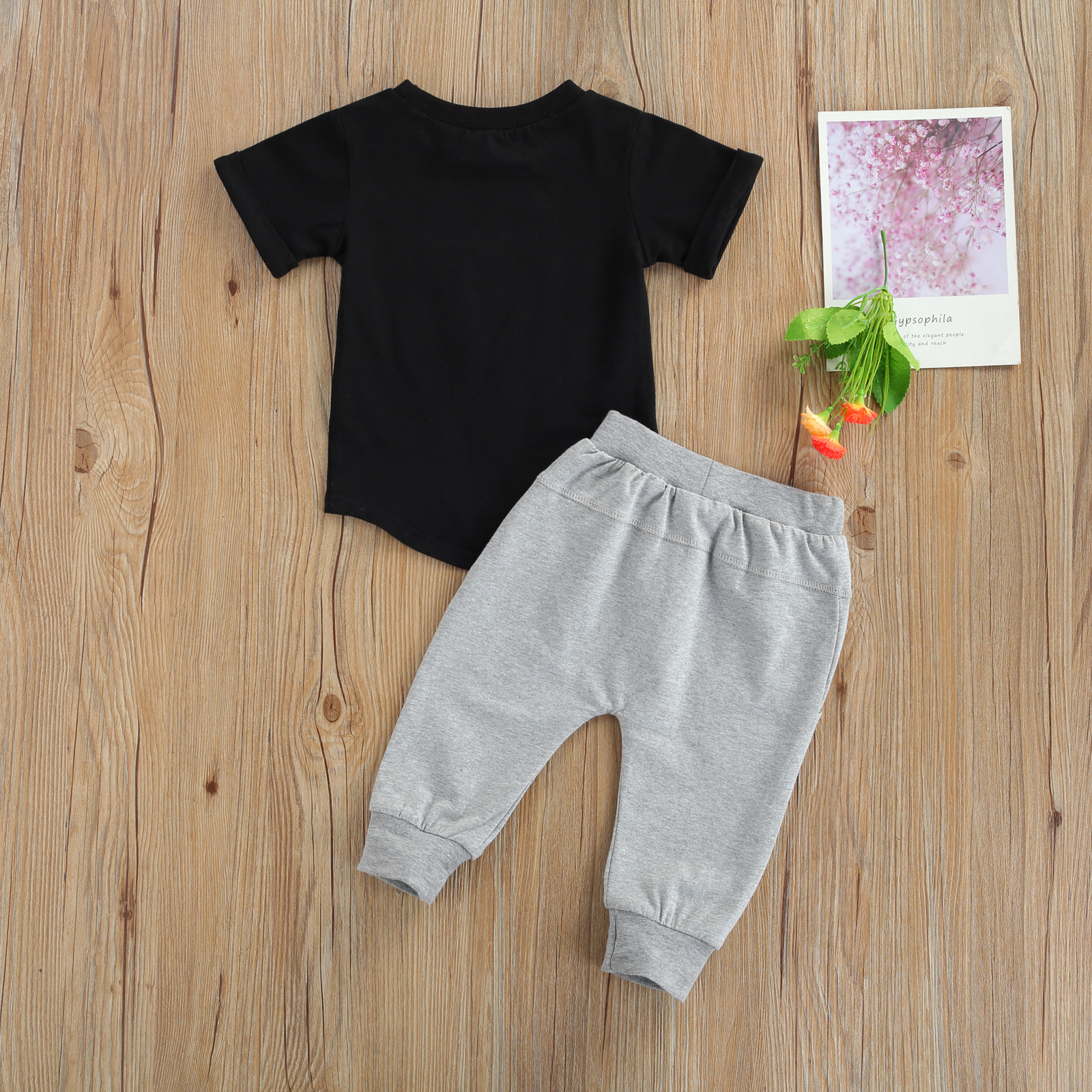 Boys' Fashion Solid Color Sweatshirt Pants Set