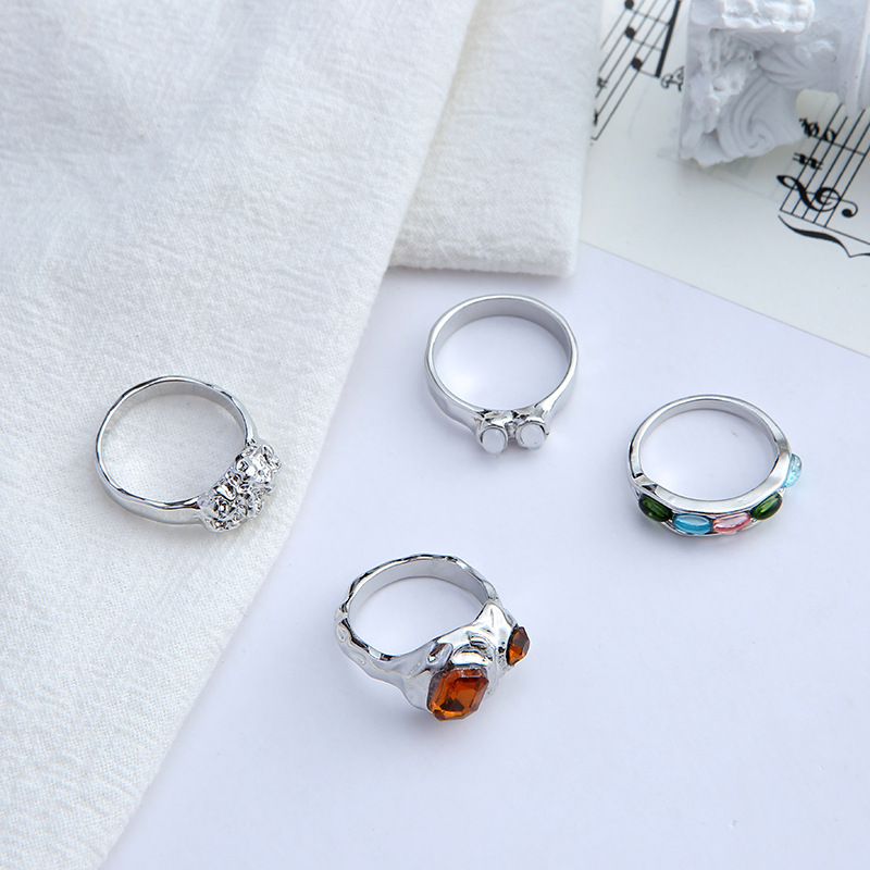European And American Niche Design Multicolor Retro Fashion Ring Color Resin