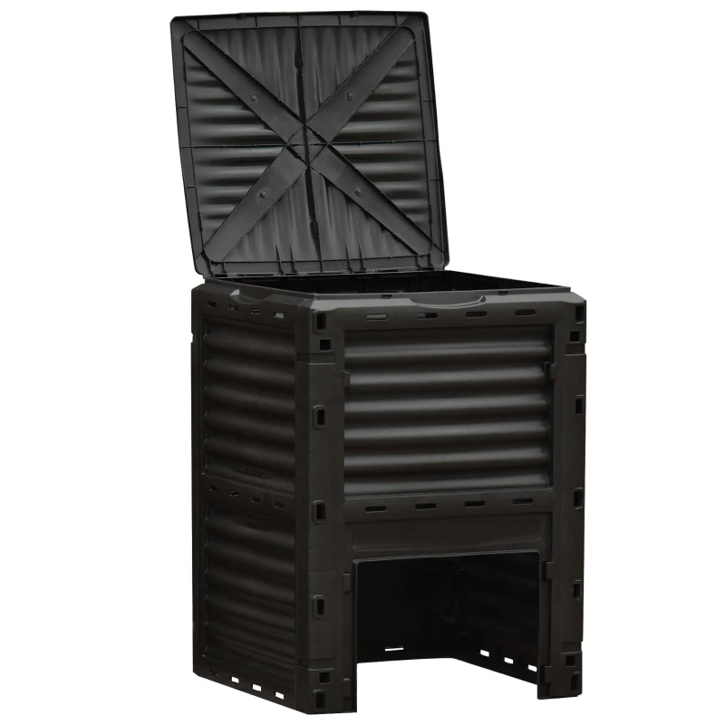 Garden Compost Bin 80 Gallon Outdoor Large Capacity Composter Fast Create Fertile Soil Aerating Box, Easy Assembly, Yellow