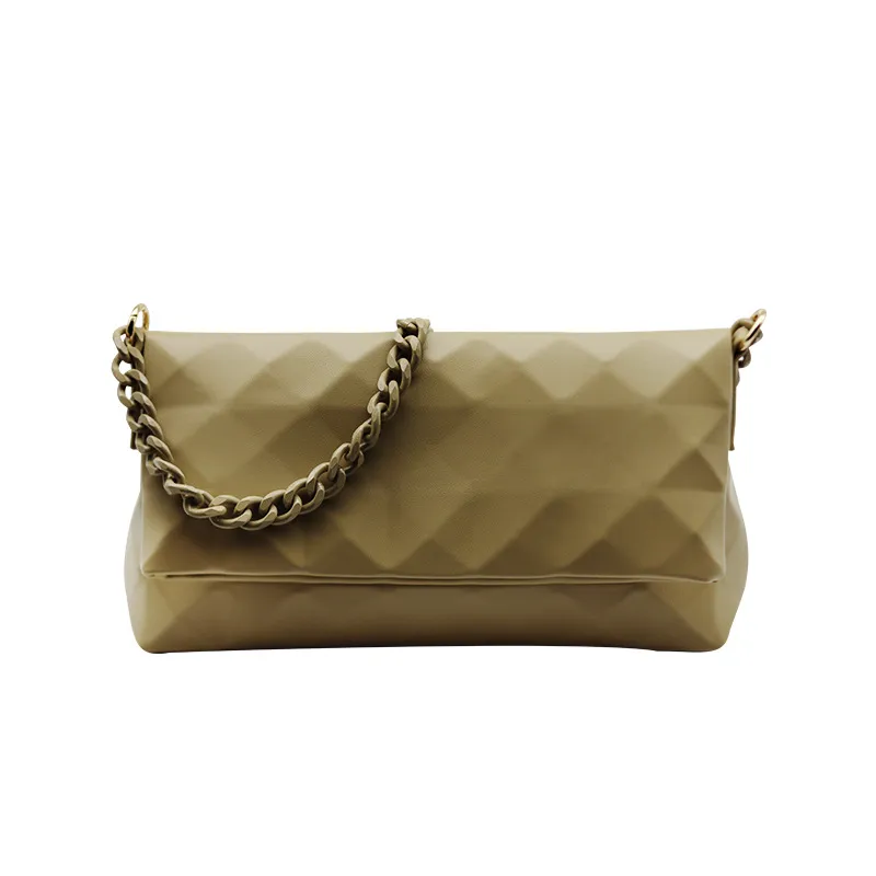 Geometric Niche Rhombic Tote Bag Underarm Bag Shoulder Messenger Casual Chain - Apricot