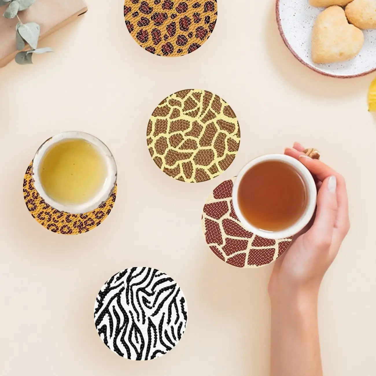 8Pcs Rhinestones Art Coasters