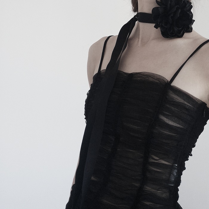 Dark Hand-tie Flowers Concave Shape Necklace Accessories Multiple Uses