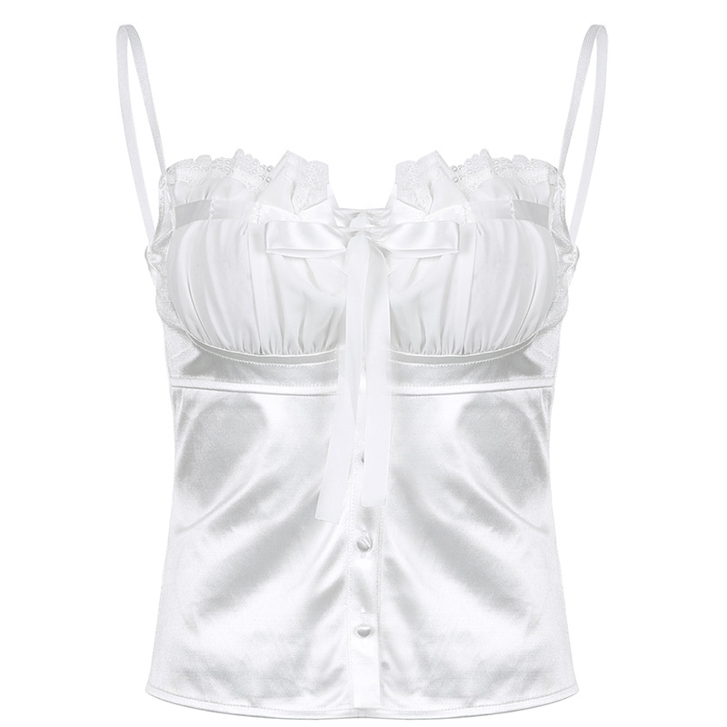 Lace Lace Splicing Satin Suspenders Inside