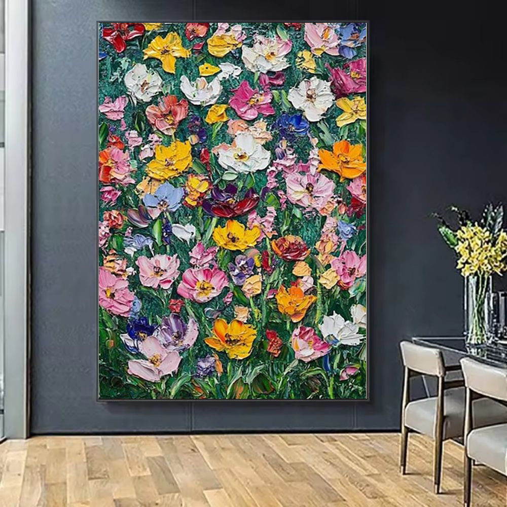 A Vibrant Floral Canvas Frameless  Hand-painted Oil Painting Transform Your Home Into Garden With This Amazing Design 4