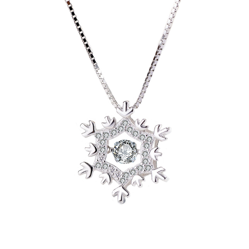 Title 1, Sterling Silver Female Snowflake Pendant Necklace