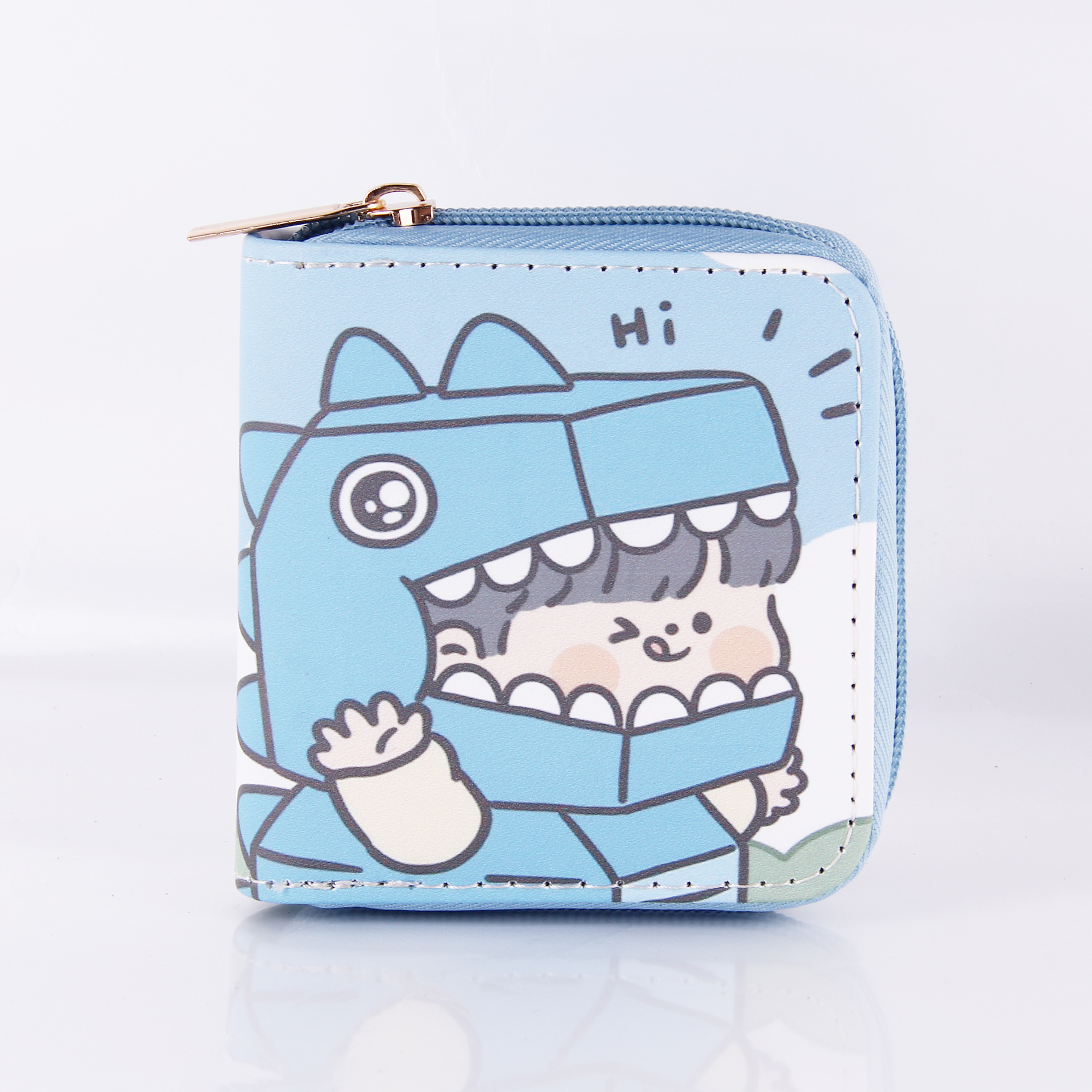 Cartoon Little Dinosaur PU Short Zip Small Purse