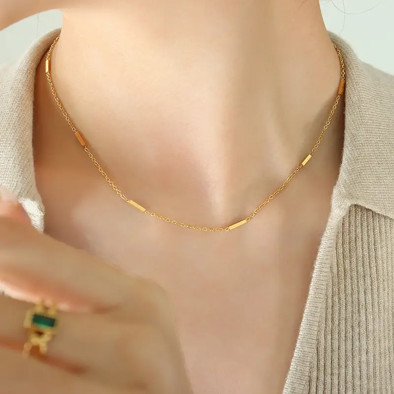 Exquisite And Small Simple Splicing Titanium Steel Gold-plated Necklace