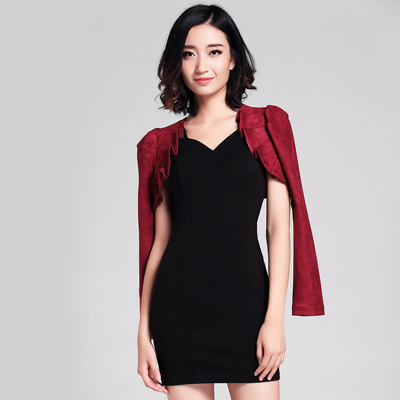 Women's Suede Cheongsam Outer Coat Wine - Shop at LoveMi