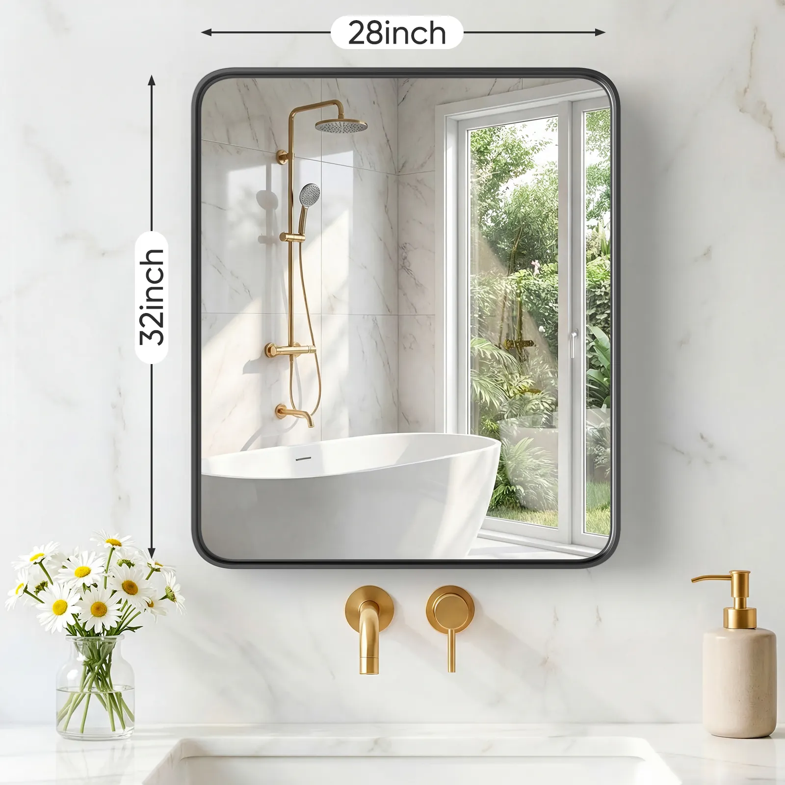 Wall Mirror With Rectangular Metal Frame