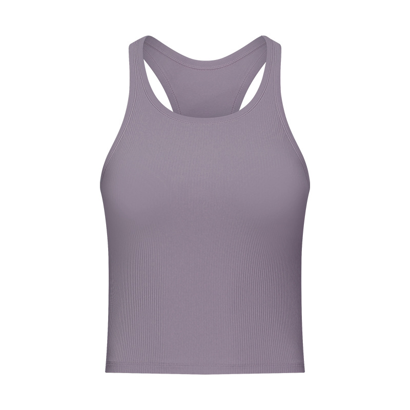 Title 10, Round Neck Threaded Yoga Vest With Chest Pad