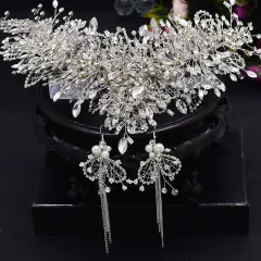 Bridal Tiara Wedding Crystal Crown Handmade Accessories - Headgear And Earrings - View 1