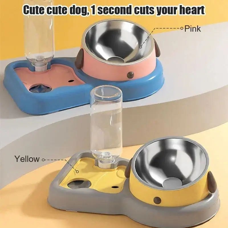 Pet Feeder Bowls Pet Water Bottle Set Pet Feeding