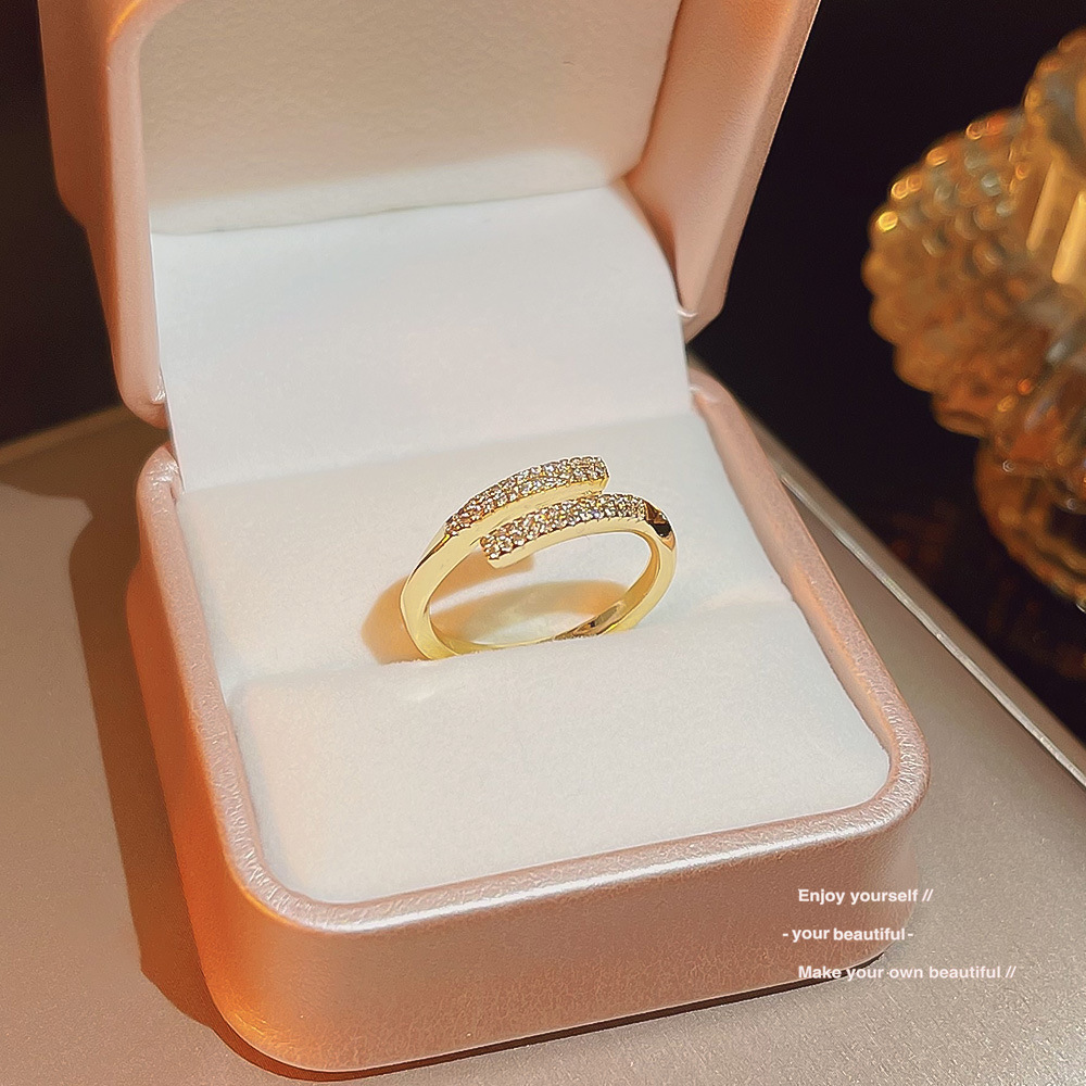Minimalist Zircon Stackable Ring, Niche Design, Adjustable Daily Wear Band