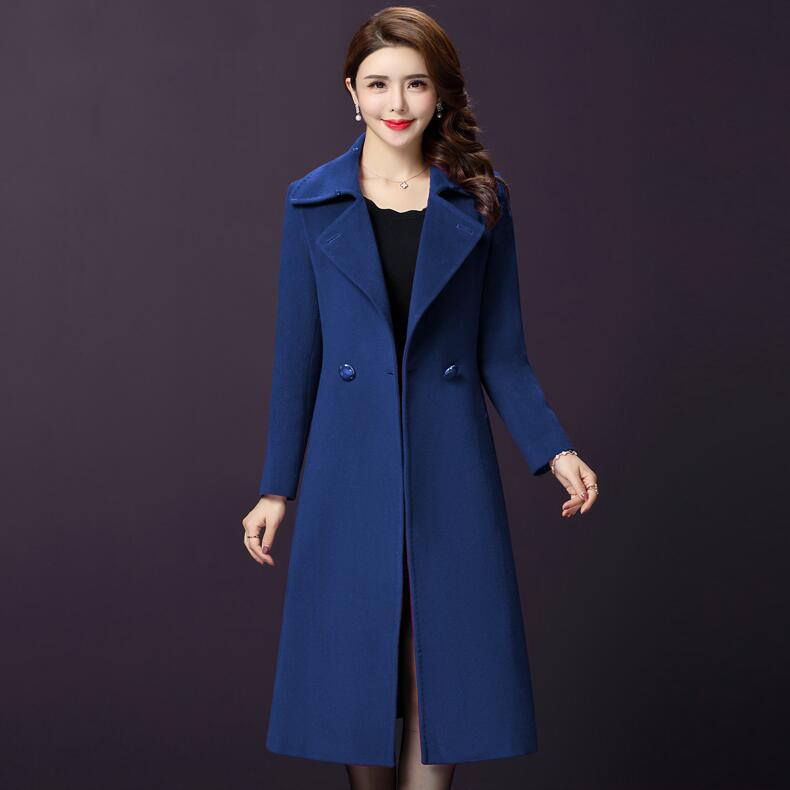 Women's Mother's Winter Woolen Coat Dark Blue - Shop at LoveMi