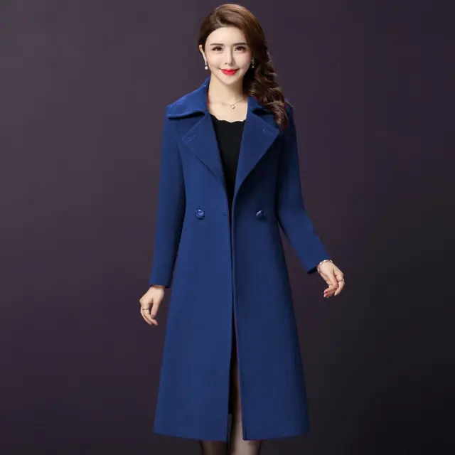 Women's Mother's Winter Woolen Coat Dark Blue - Shop at LoveMi
