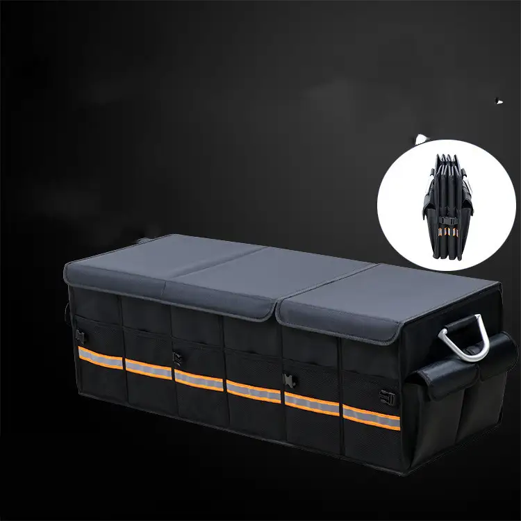 Car Trunk Organizer Foldable Cover Heavy Duty Collapsible Car Trunk Storage Box Car Cargo Trunk Bag With Lid For Sedan SUV