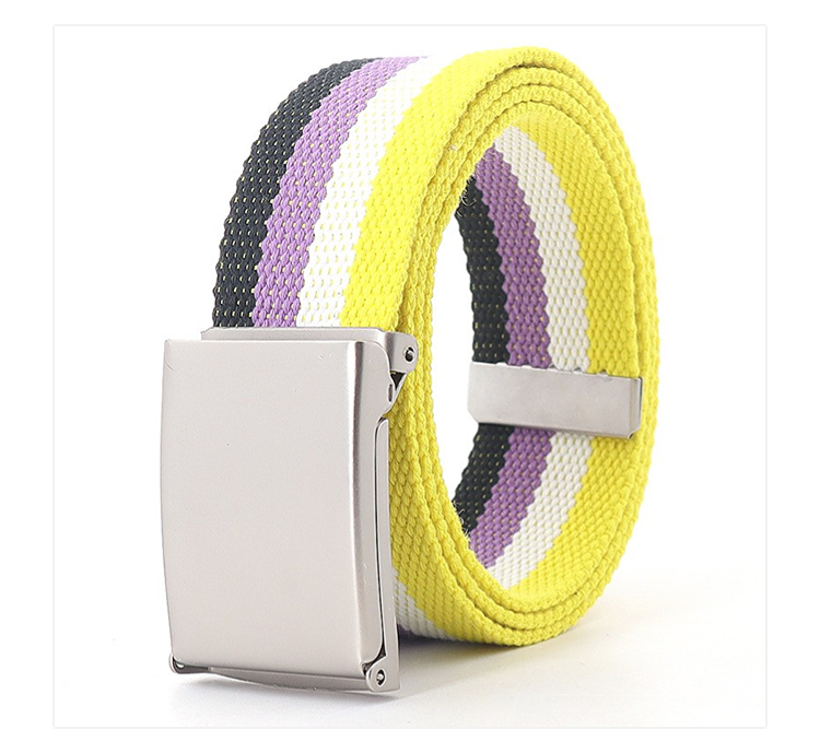 Title 6, White Military Buckle Colored Belt Men