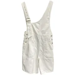 Women's New High Waist Loose Casual Strap Denim Shorts - White - View 1