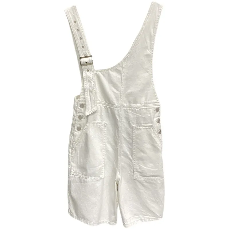 Women's New High Waist Loose Casual Strap Denim Shorts - White