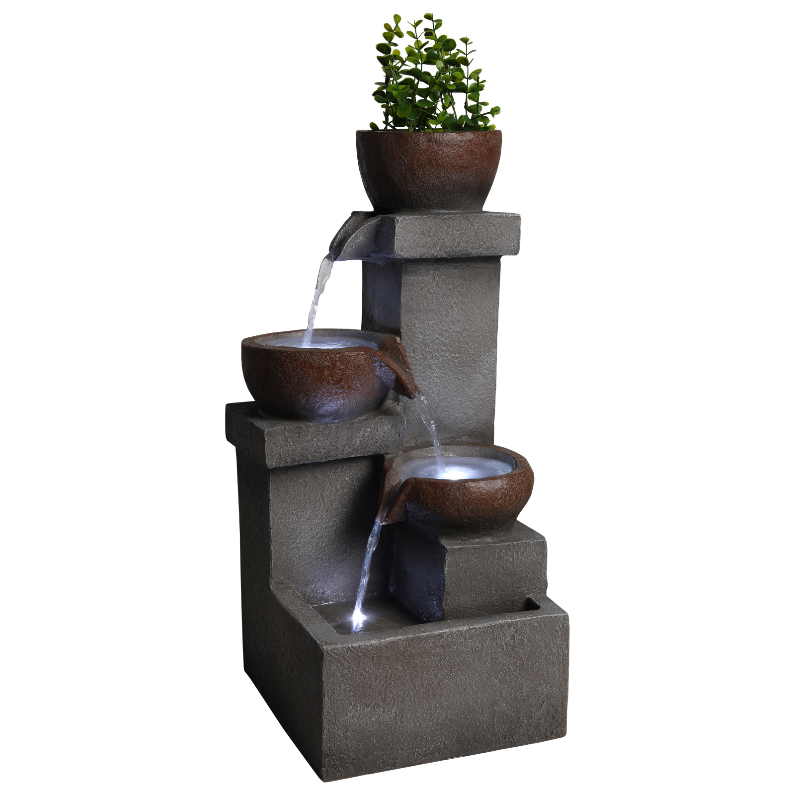Outdoor Water Fountain Tiered Cascading Jar Waterfall Resin Garden Patio Decor With LED Lights — foto 6