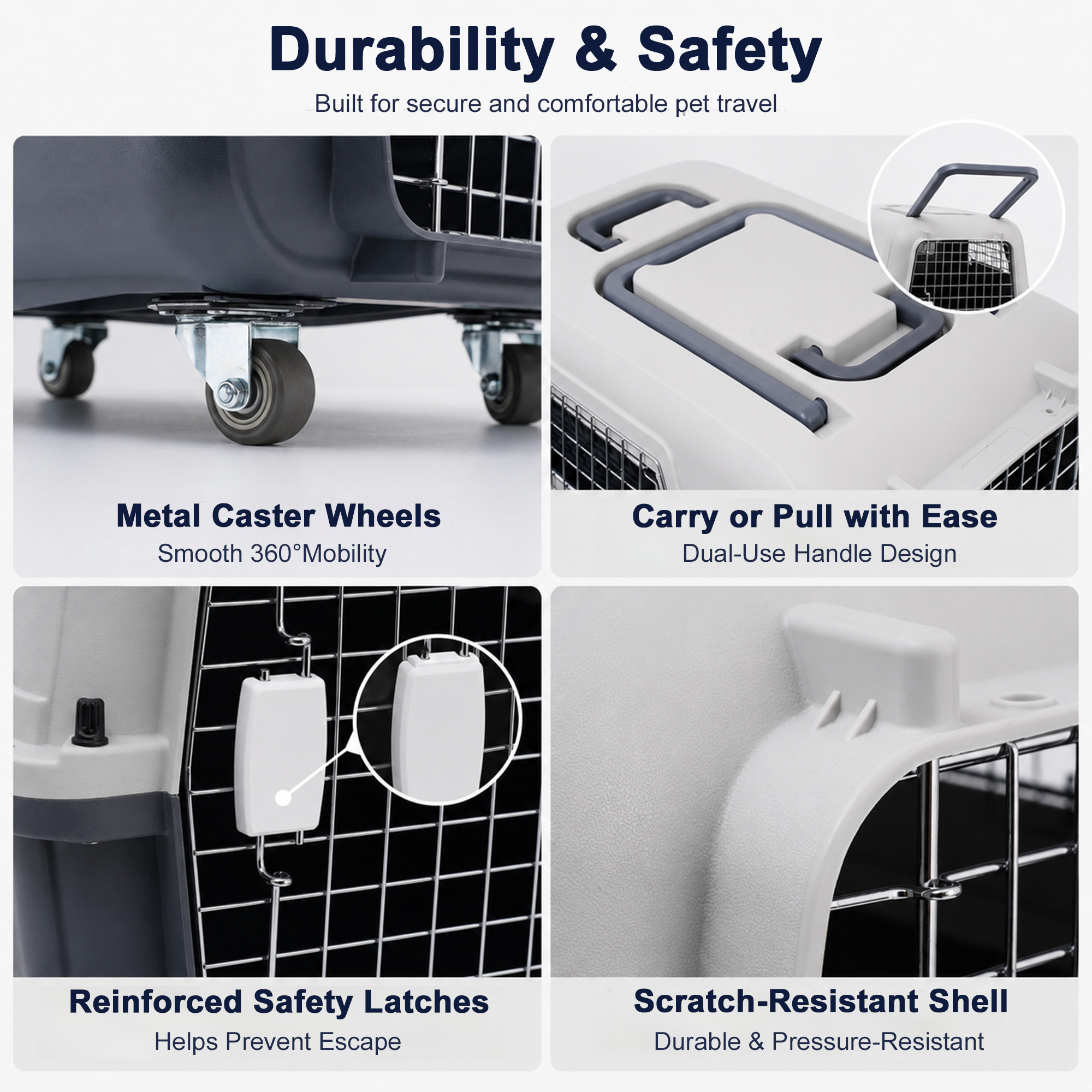 Large Pet Carrier For Cats And Dogs, Travel Crate With Ventilated Metal Door — image 5