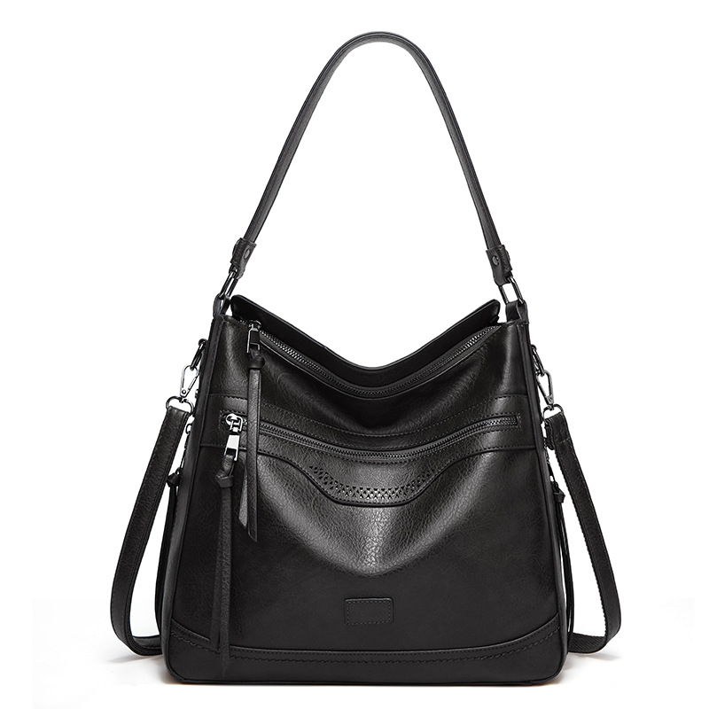 Soft Leather Women's Tote Vintage Multi-pocket Shoulder Bag
