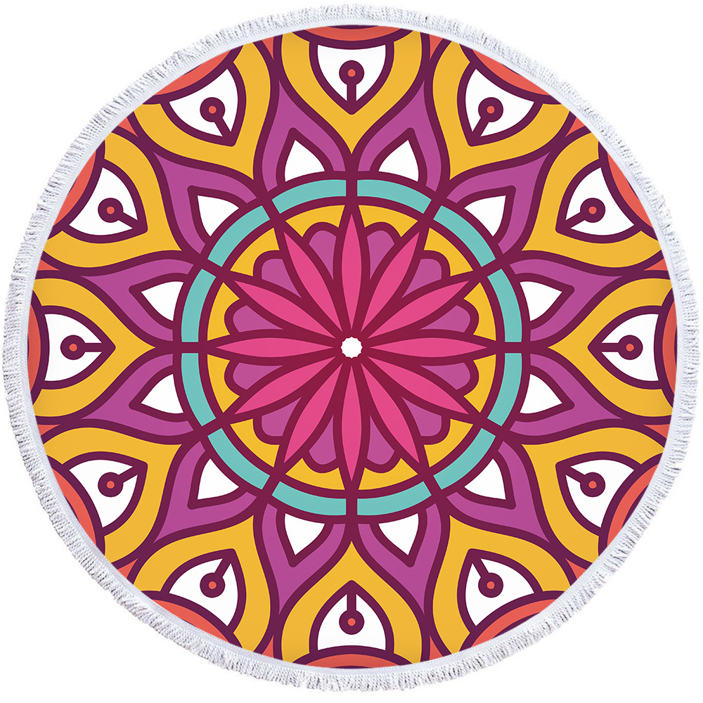 Round Beach Towel – Microfiber – Mandala Style – Polynesian – Handuk Pantai