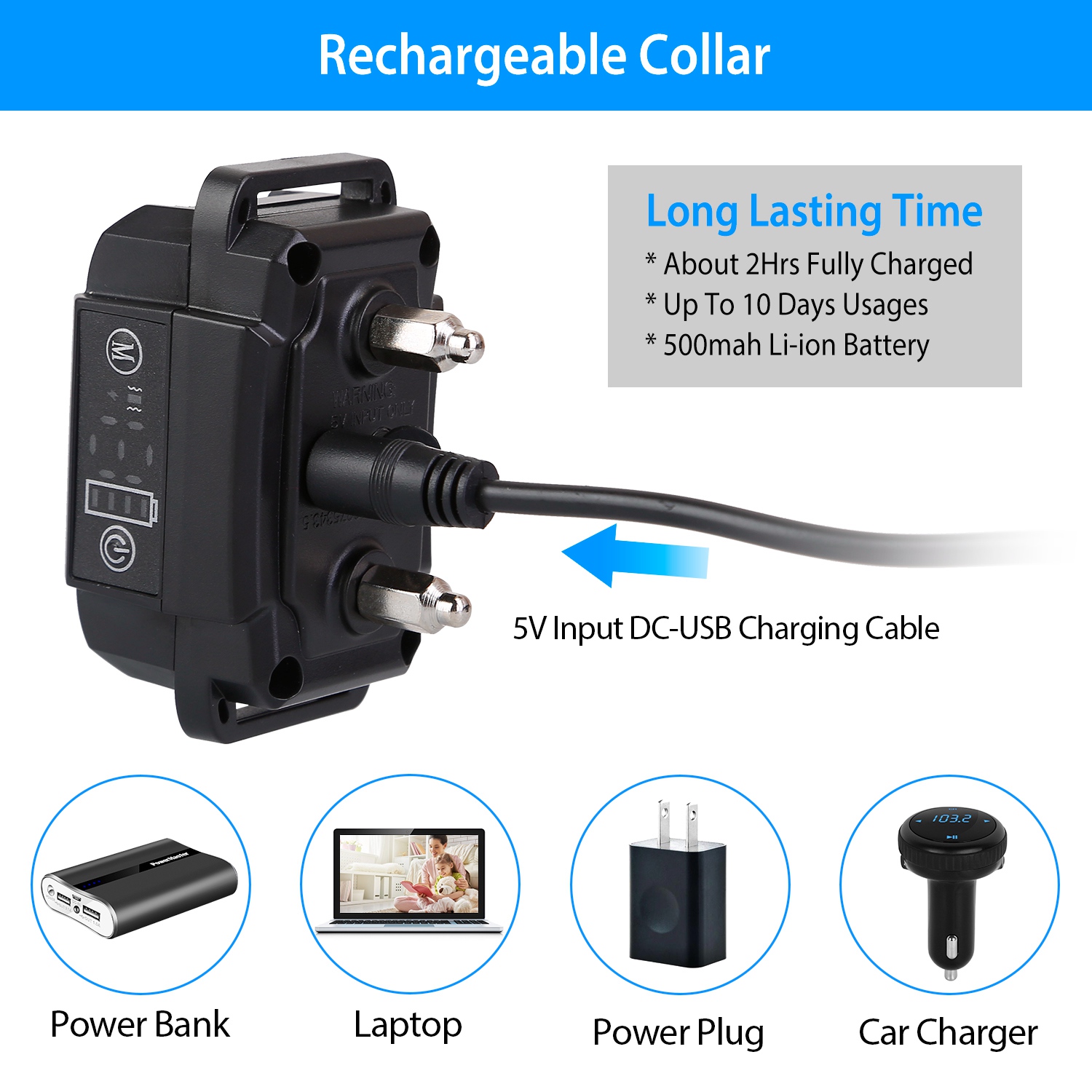 Dog Bark Collar Rechargeable Waterproof Beep Vibration Static Stimulation Bark Stopper Automatic Identification Collar With 6 Intensity Dual Modes — foto 10