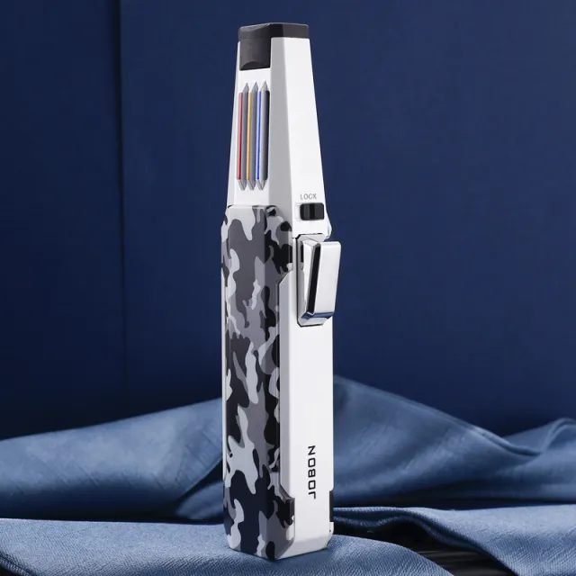 Personality Creative Windproof Straight Flush Pen Gas Lighter White Camouflage - Shop at LoveMi