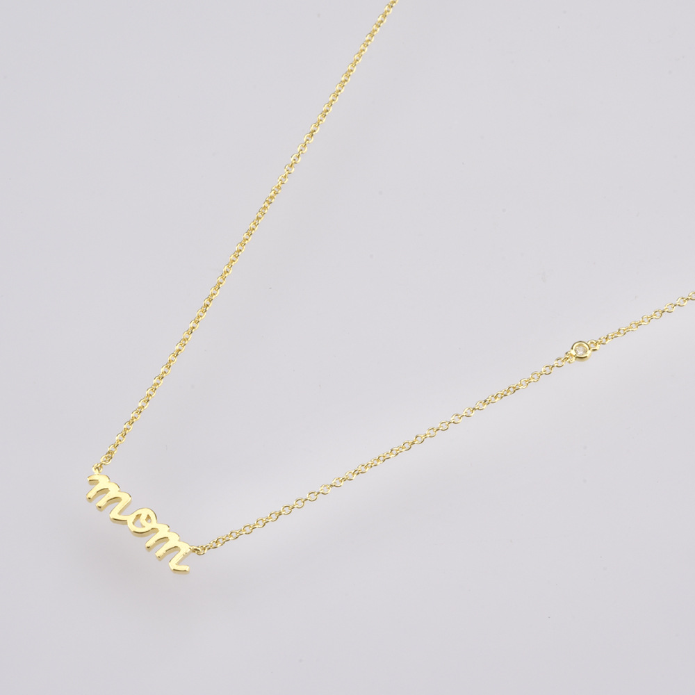 Sterling Silver Letter MOM Mother's Day Pendant Necklace