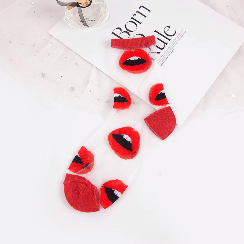 Women's Spring And Summer Transparent Thin Polka Dot Socks