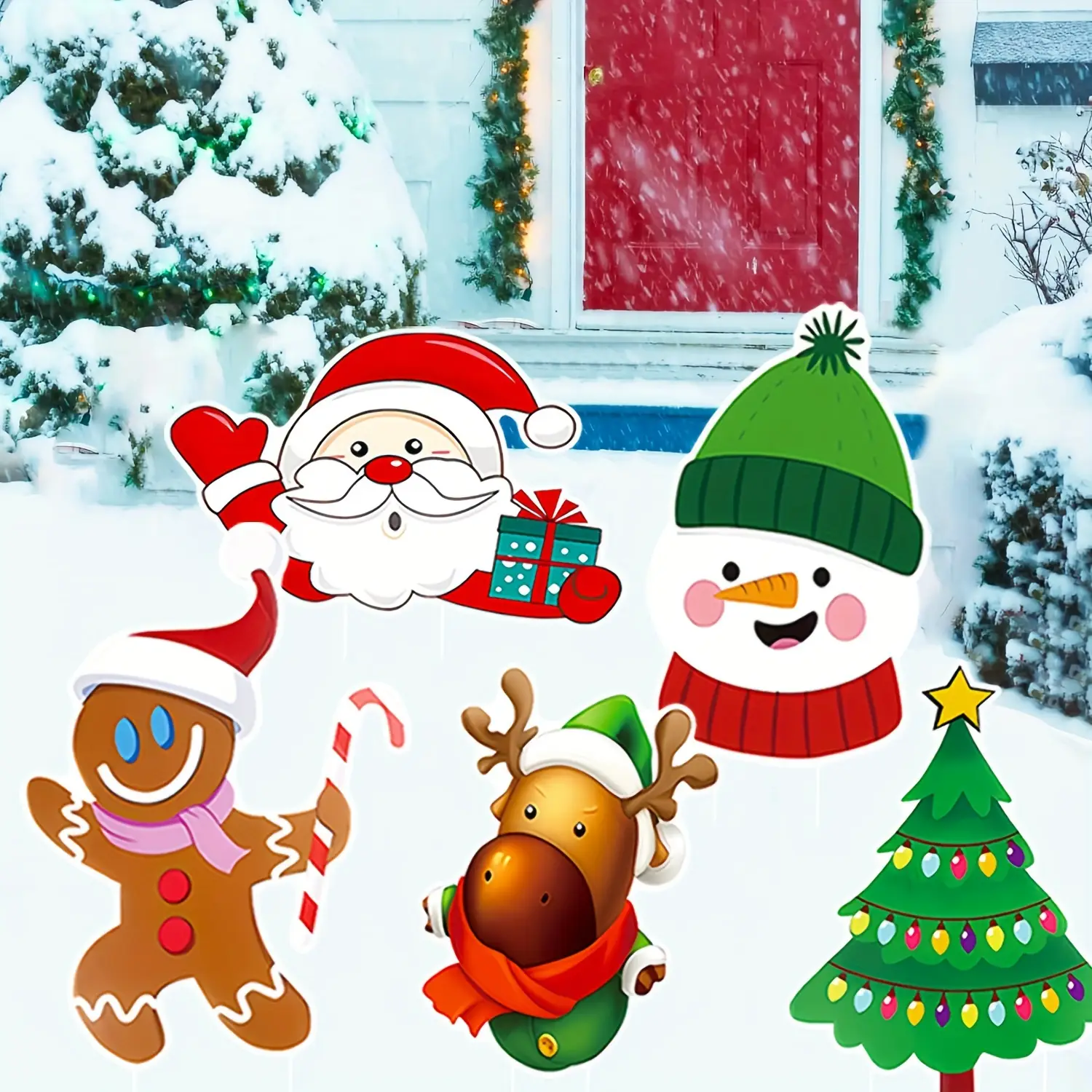 Christmas Garden Sign Set, As Shown In The Picture, 5 Pieces