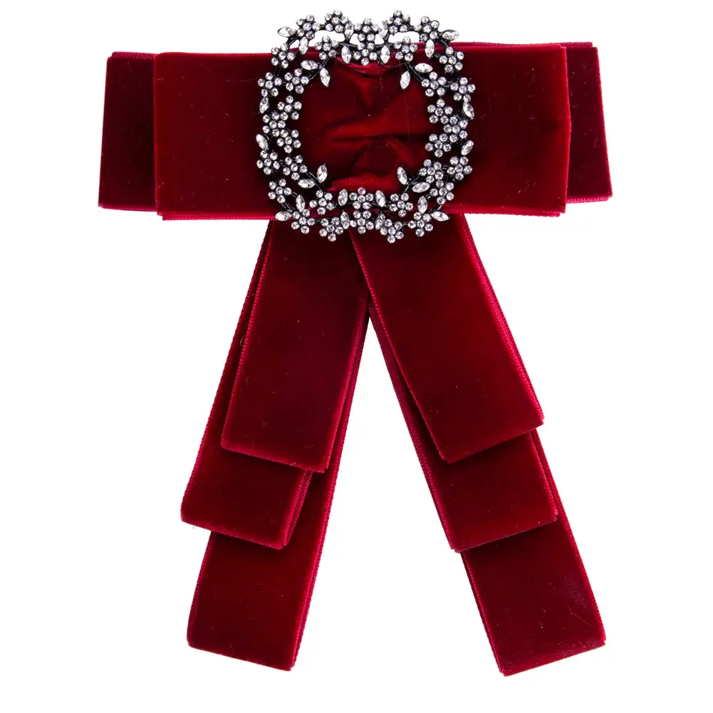 Exaggerated Gold Velvet Braided Bow Brooch