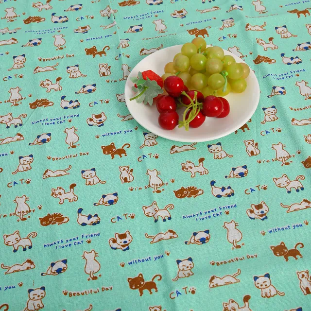 Cat Head Printing Handmade Linseed Cotton DIY Tablecloth Door Curtain Pillow Background Fabric 3 Style - Shop at LoveMi