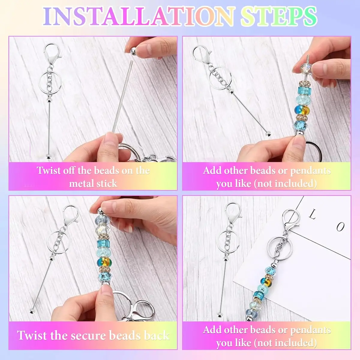 20 Sets Beadable Keychain