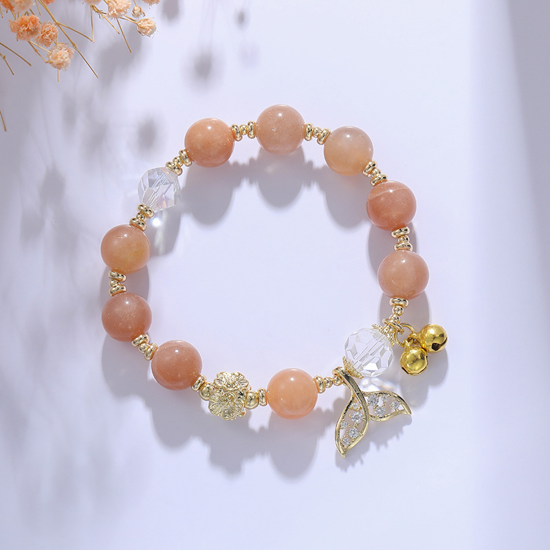 Title 6, Natural Orange Moonstone Crystal Bracelet Fishtail