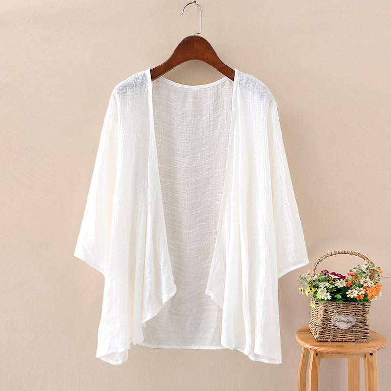 Cotton And Linen Outer Cardigan Women's Thin Shawl Summer
