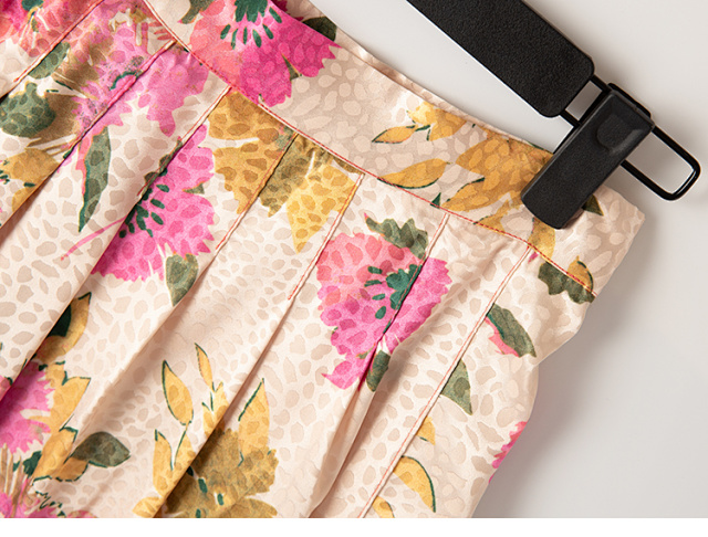 Retro Dark Pattern Midi Flowy Slit Skirt