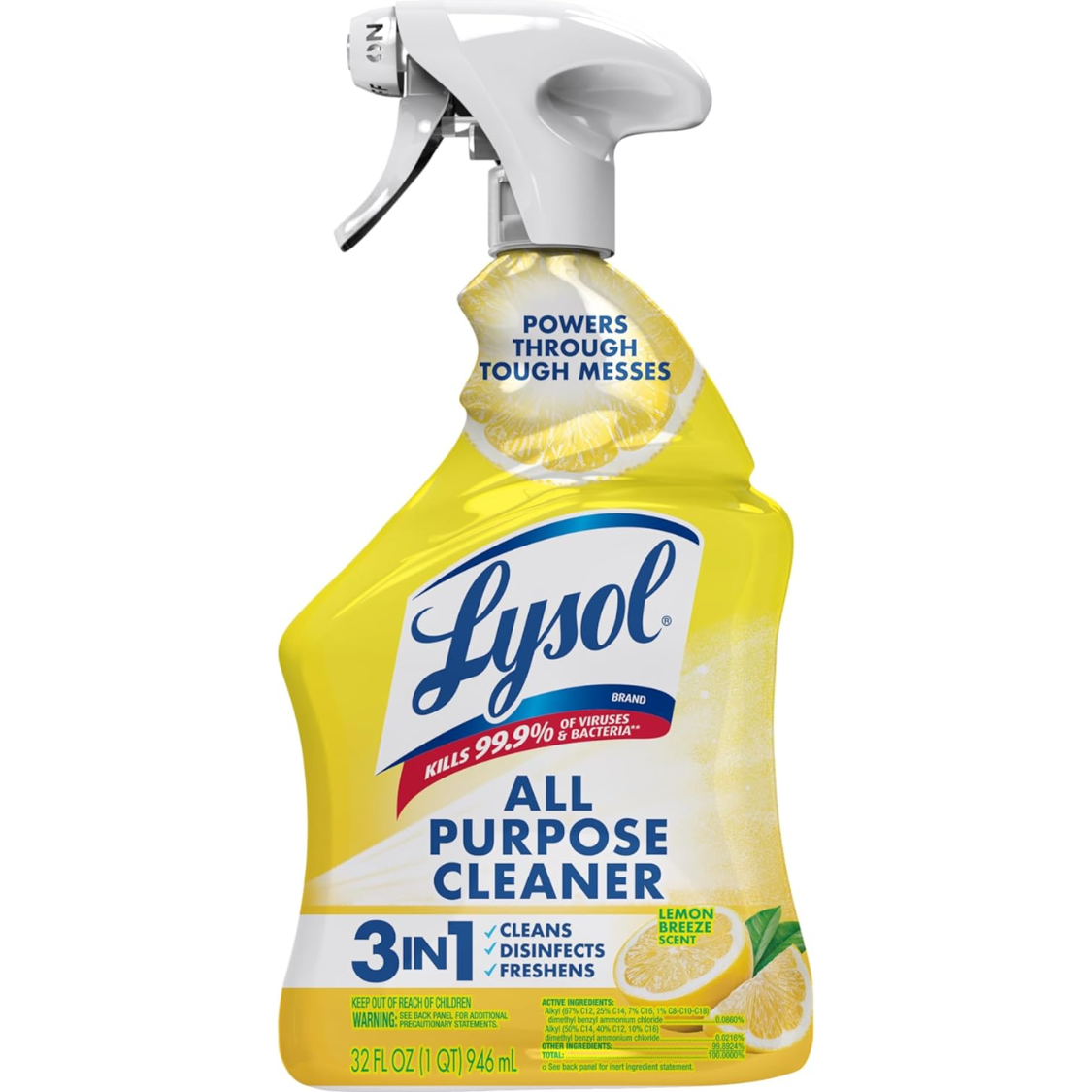 All Purpose Cleaner Spray, Multi-Purpose Disinfecting Spray, Kitchen & Bathroom Cleaner, Lemon Breeze Scent, 32 Fl Oz 8
